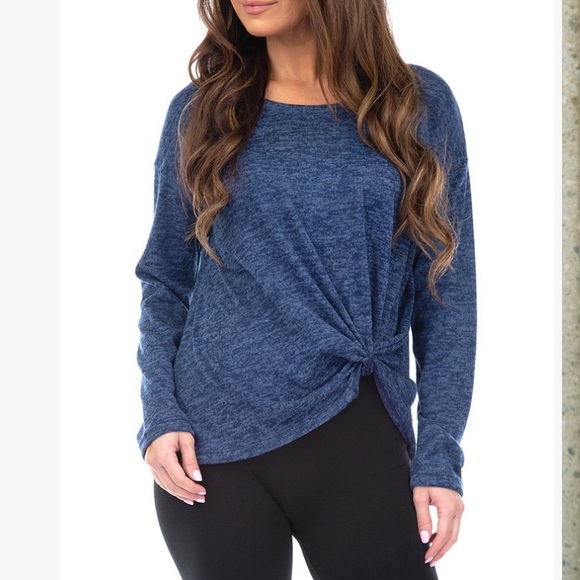 Navy Heather Twist-Front Sweater - Picture 1 of 4
